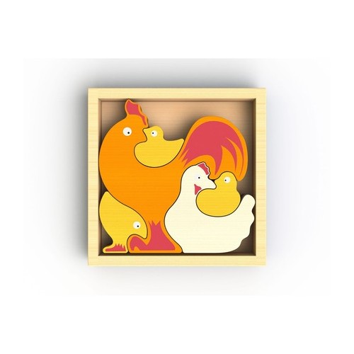 Wooden Chicken Family Puzzle