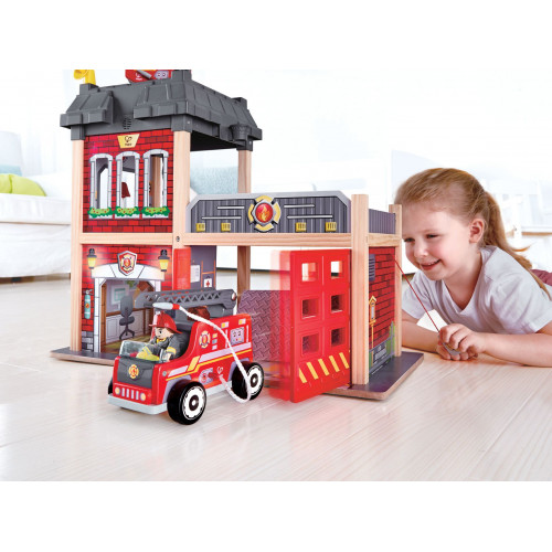 Hape Fire Station Playset Truck and Helicopter Rescue