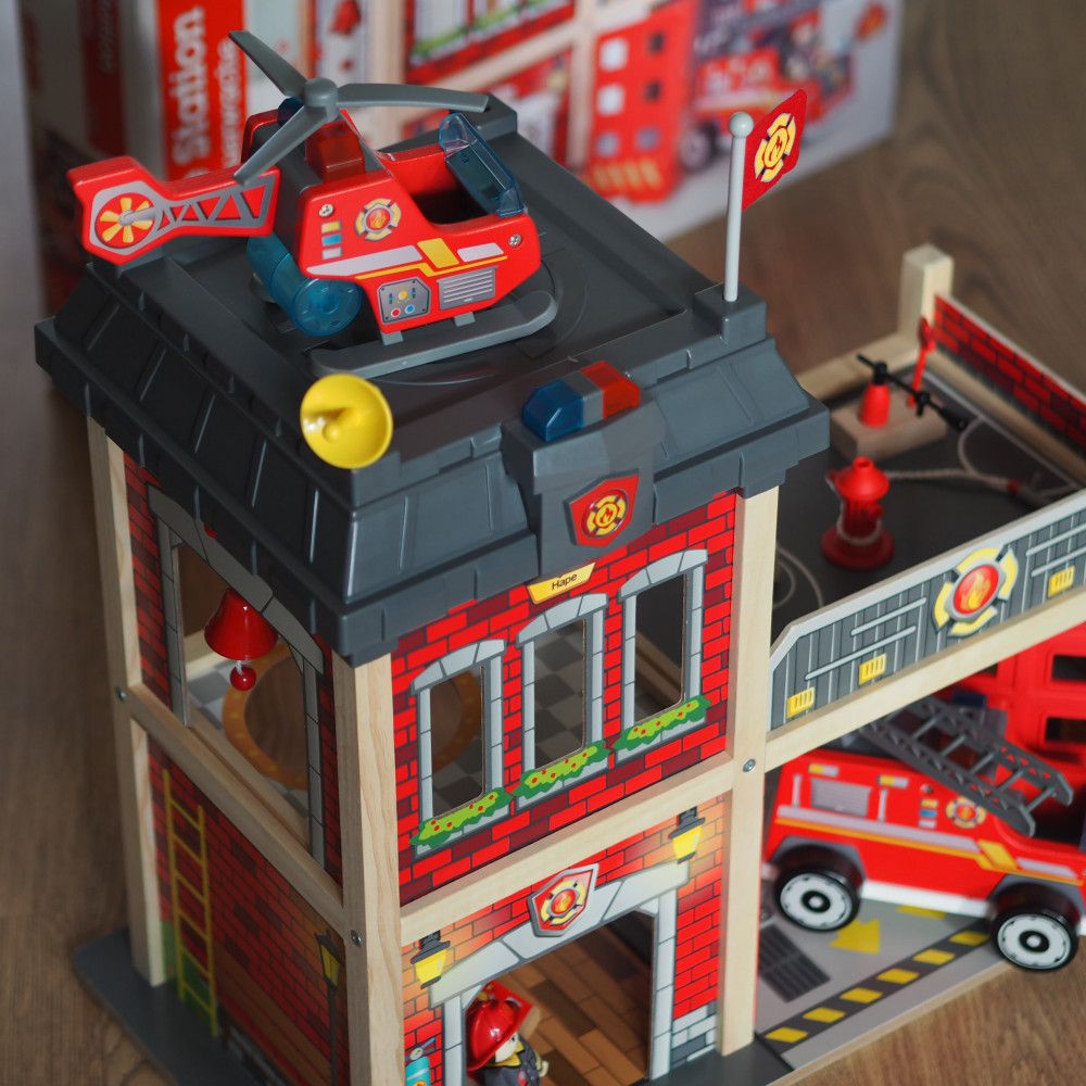 hape firehouse playset