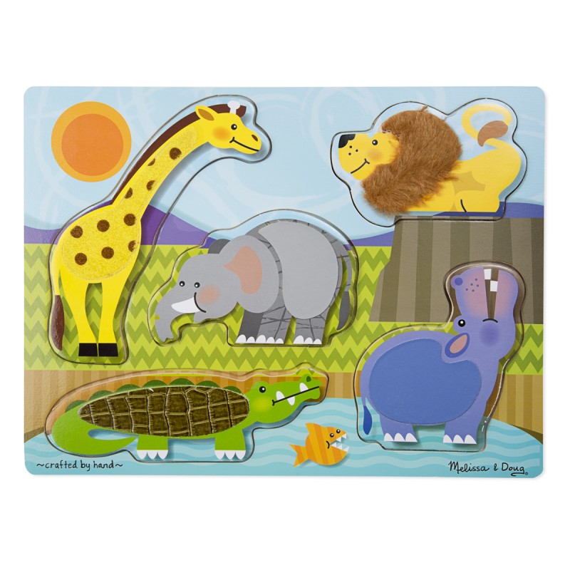 Zoo Animals Touch and Feel Puzzle - 5 Pieces