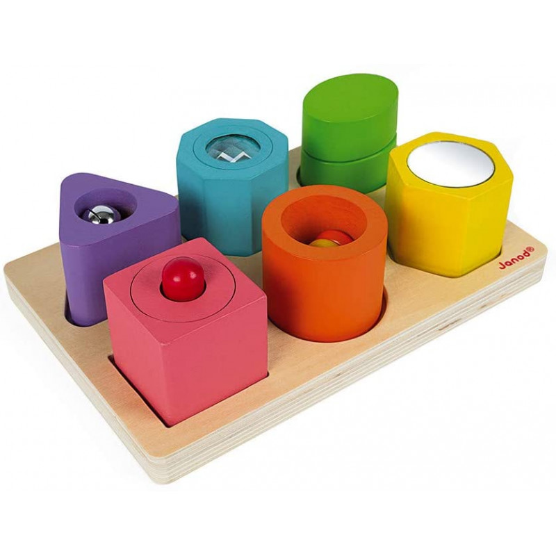 I Wood Shapes & Sounds 6-Block Puzzle (Janod))