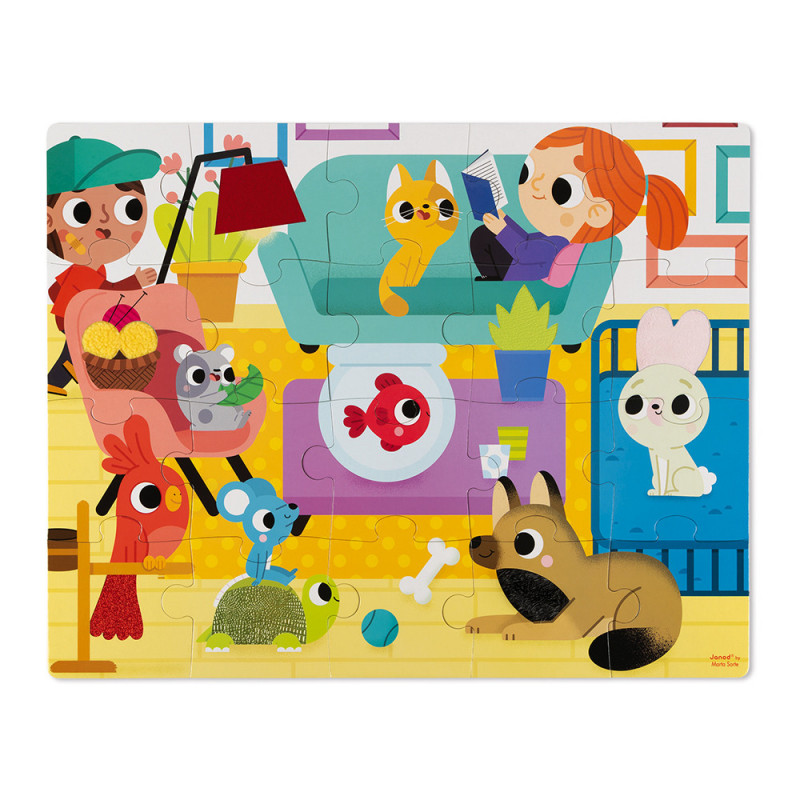 Janods-Tactile Puzzle - Forest Pets 20pcs